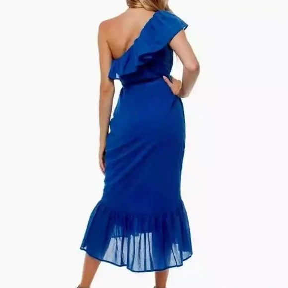 Rue Stiic Westcott One Shoulder Midi Dress Dazzling Blue - Picture 3 of 16